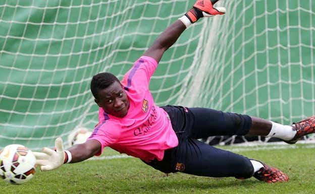 André Onana, durante un entrenamiento con el Barça.  FC BARCELONA