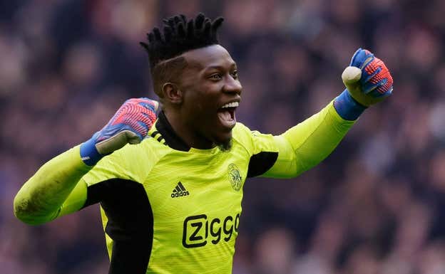 André Onana celebra una victoria con el Ajax.  GETTY
