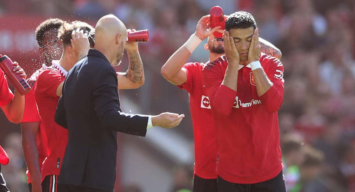 Cristiano Ronaldo y Erik ten Hag./Getty Images