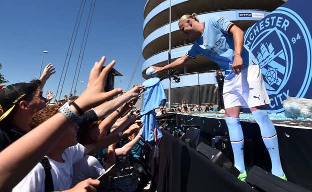 Erling Haaland, el día de su presentación. Getty Images