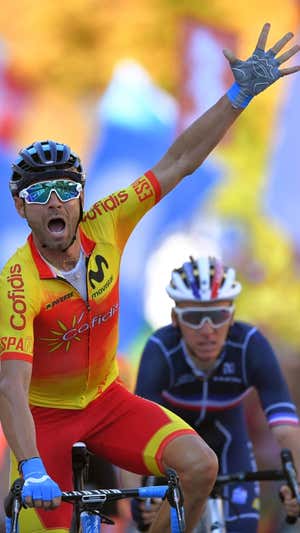 Alejandro Valverde se proclama campeón del mundo en Innsbruck 2018.  GETTY IMAGES