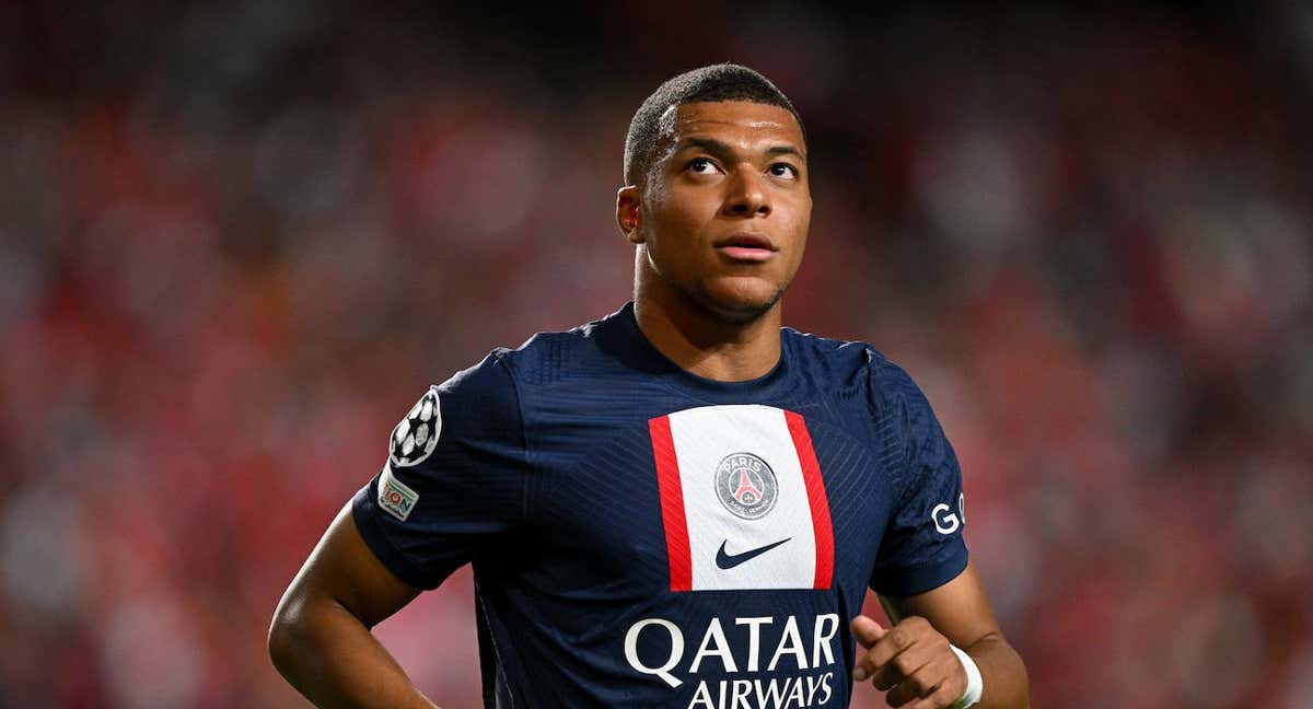 Kylian Mbappé, en el partido de Champions en Lisboa ante el Benfica.