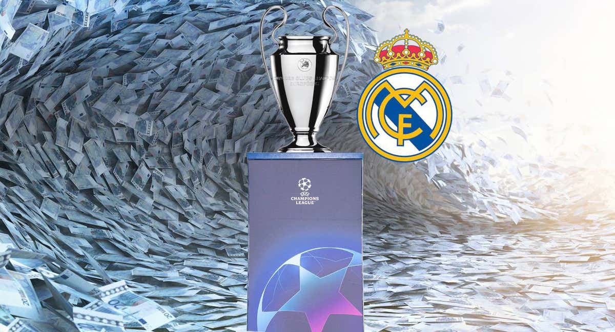 Montaje con la Champions y el escudo del Real Madrid./