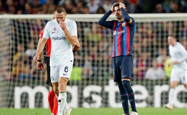 Piqué cometió varios errores de bulto ante el Inter.  GETTY