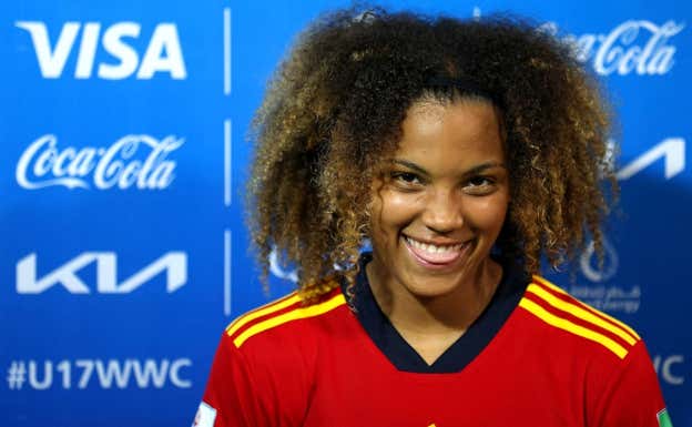 Vicky López fue elegida como la mejor jugadora del España - Colombia, el debut de la Sub-17 en el Mundial.  Getty