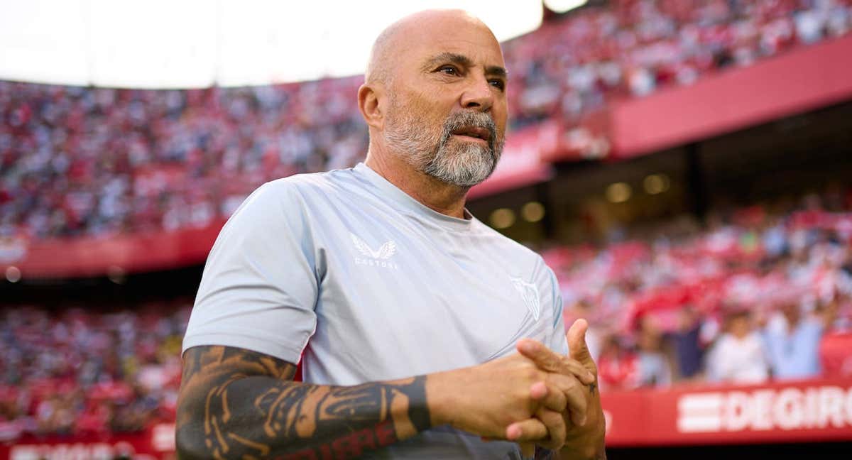 Jorge Sampaoli, antes de comenzar el partido contra el Valencia./Getty