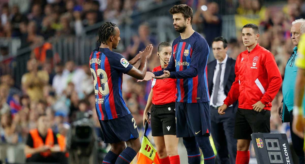 Piqué entró para dar descanso a Koundé./GETTY