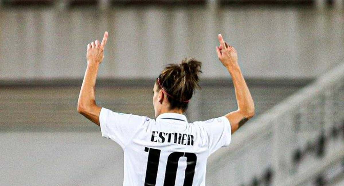 Esther, durante la victoria en Albania. /REAL MADRID