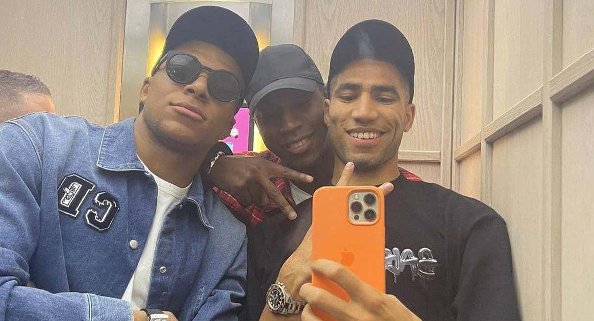 Mbappé y Achraf durante su visita a Madrid