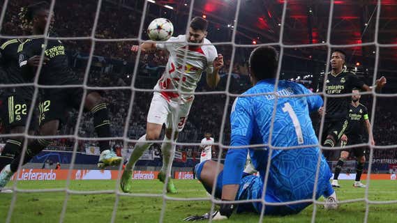 Gvardiol marca el primer gol del Leipzig al Madrid. /GETTY