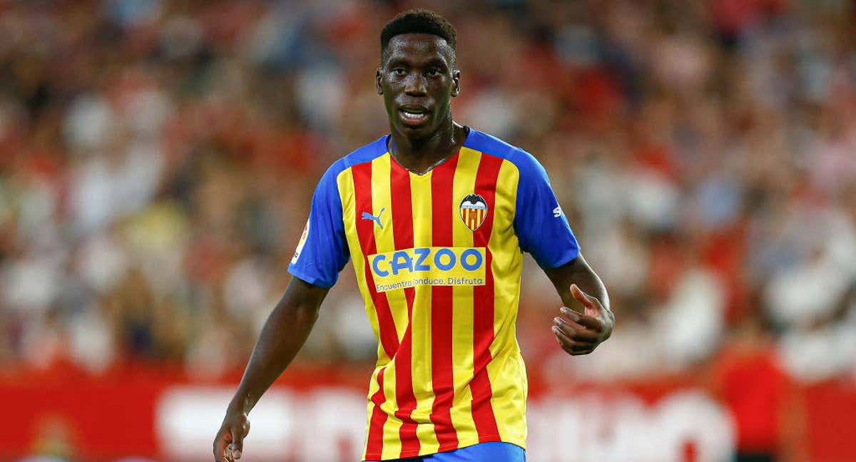 Ilaix Moriba en el partido ante el Sevilla. /Getty