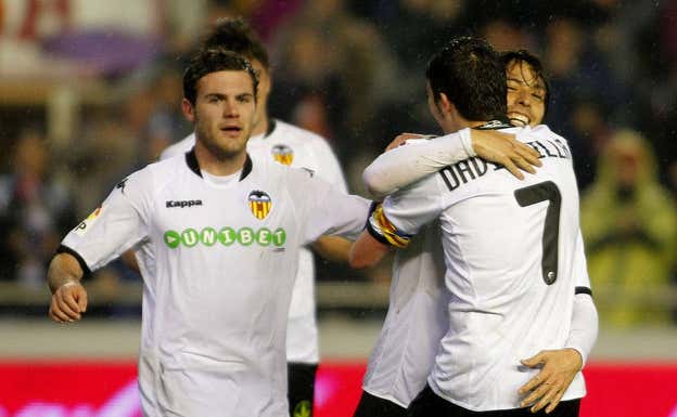El tridente de oro che: Villa, Silva y Mata.  Getty