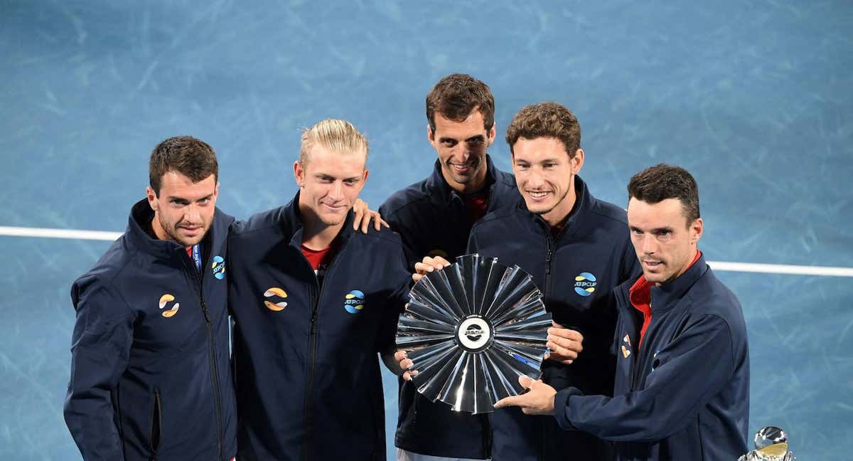 El equipo español que quedó finalista en la última edición de la ATP Cup. /Muhammad FAROOQ / AFP