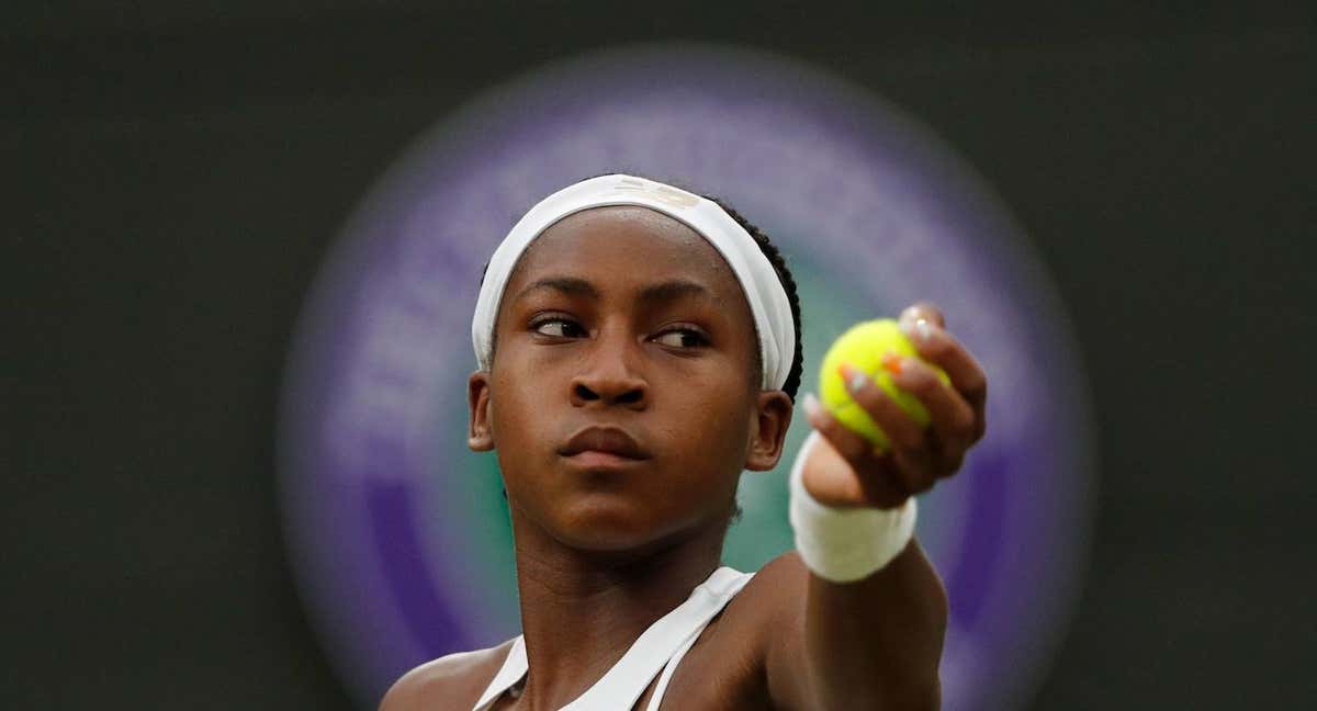 Coco Gauff, durante un partido en el torneo de Wimbledon.