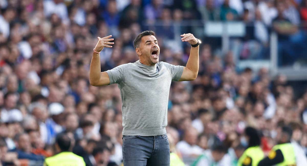 Míchel, durante el partido entre el Madrid y el Girona./GETTY