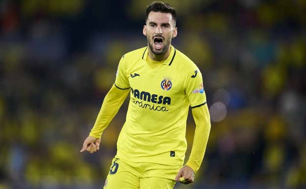 Álex Baena celebra un gol con el Villarreal.  GETTY