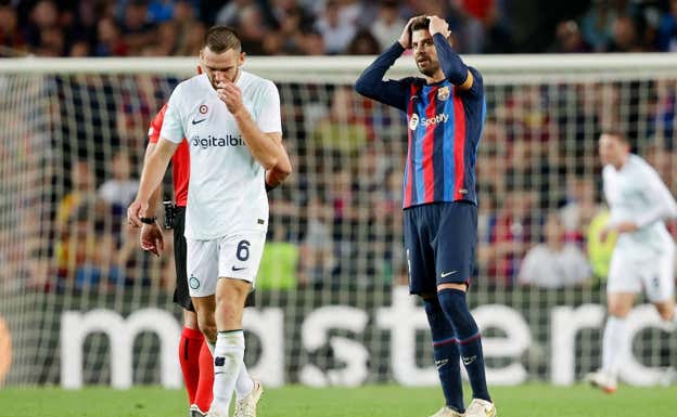 Piqué cometió un grave error ante el Inter. GETTY