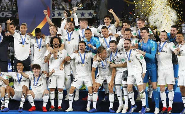 El Real Madrid celebra el Mundial de Clubes conquistado en 2018.