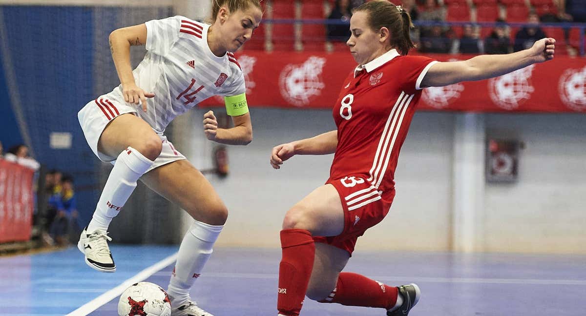 Ana Luján, durante un partido con la selección española de fútbol sala en 2018.