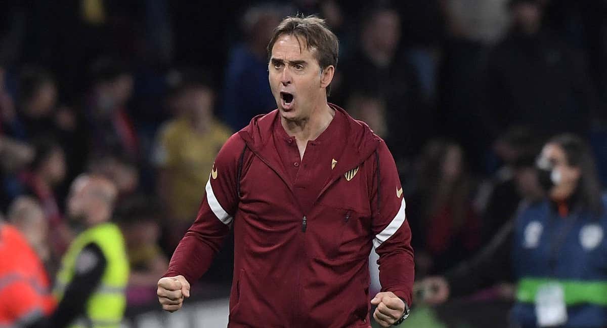 Julen Lopetegui celebra un gol en su etapa en el Sevilla./Getty Images