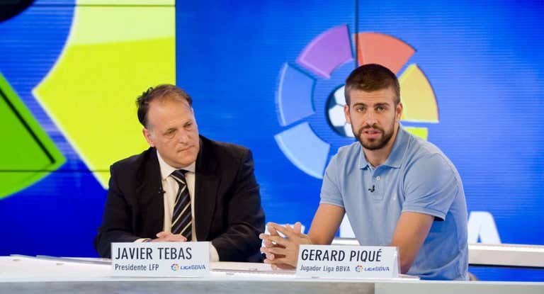 Javier Tebas y Gerard Piqué