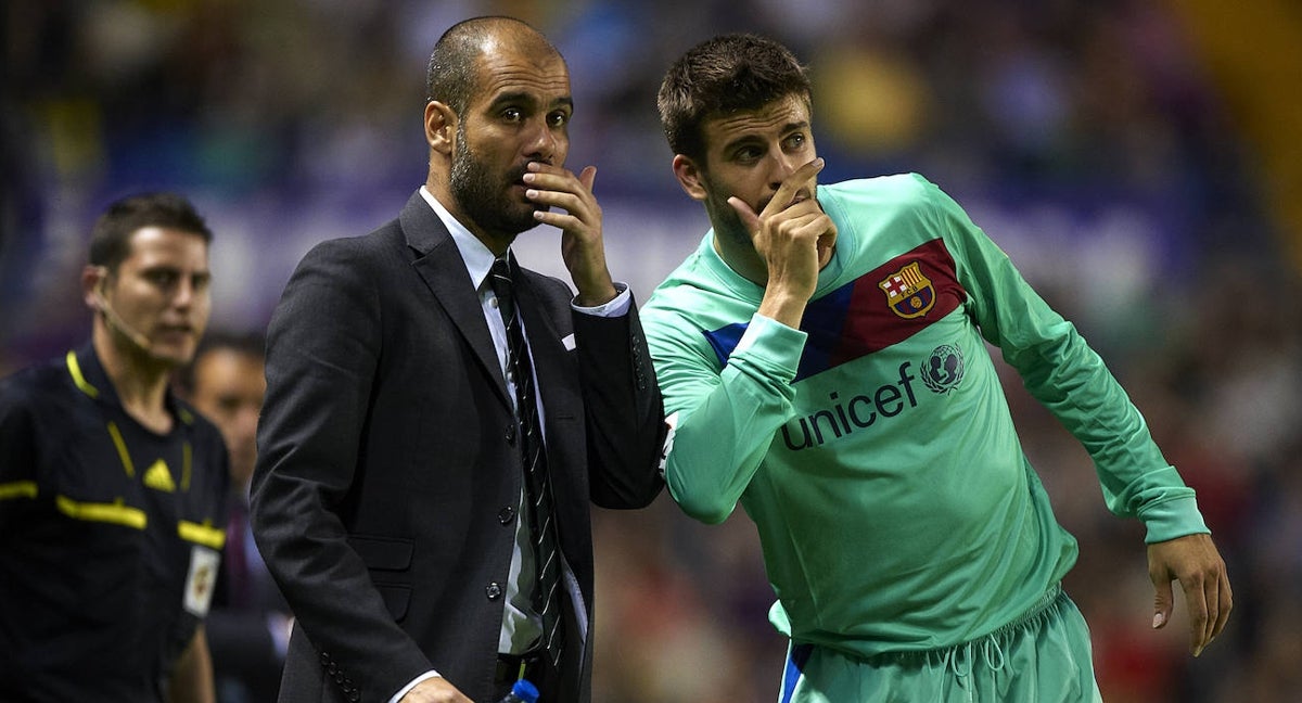 Pep Guardiola y Gerard Piqué, en el Barcelona.