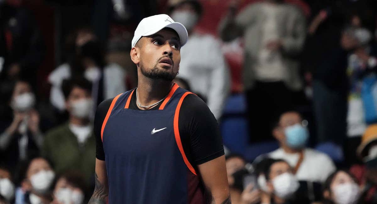 Nick Kyrgios durante un partido ante Majchrzak en Japón. /GETTY IMAGES