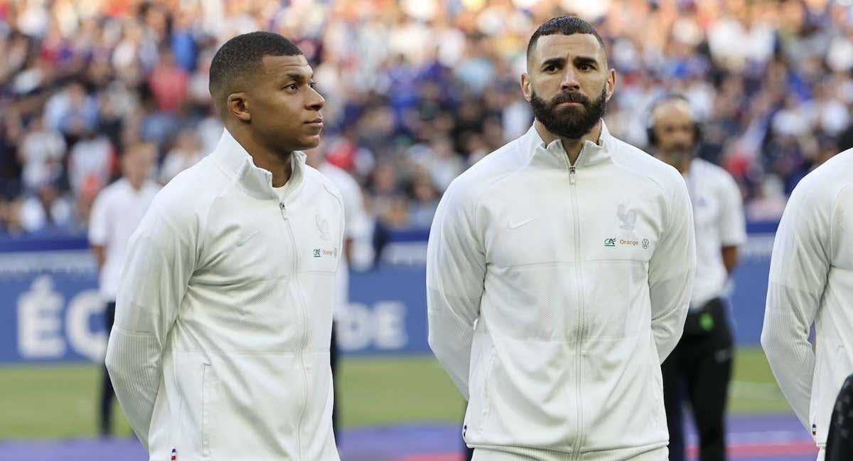 Benzema y Mbappé, con la selección de Francia.