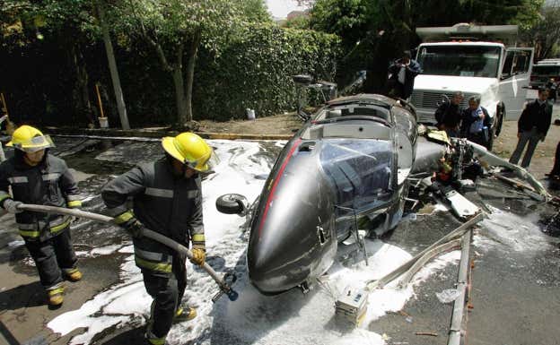 Imagen del helicóptero en el que Valdano se estrelló en México. Getty Images