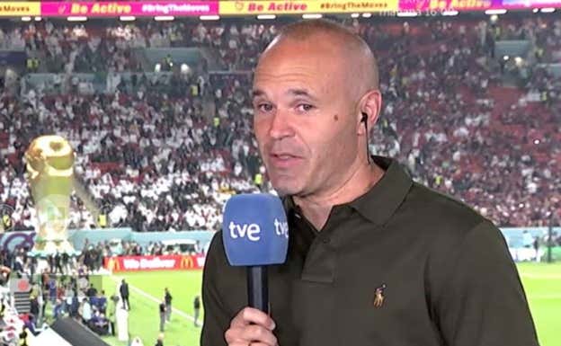 Iniesta ejerce de comentarista en TVE. GETTY