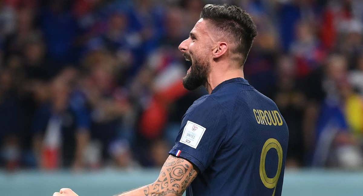 Giroud celebra un gol con Francia./AFP