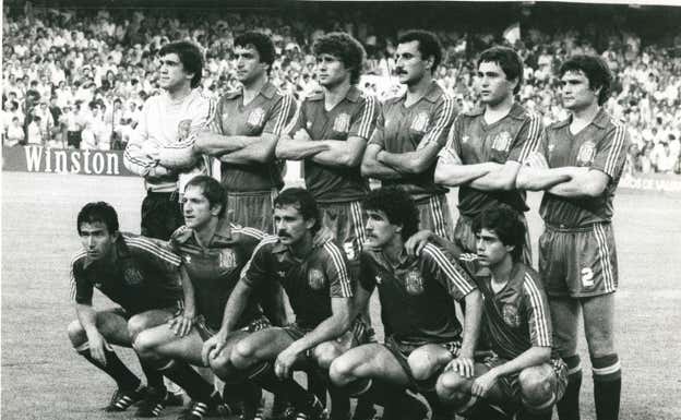 La Selección en el partido del empate contra Honduras en el Mundial 82 celebrado en España. ARCHIVO ABC