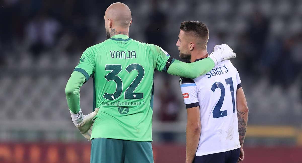 Sergej y Vanja Milinković-Savić, tras un partido entre Lazio y Torino. /GETTY