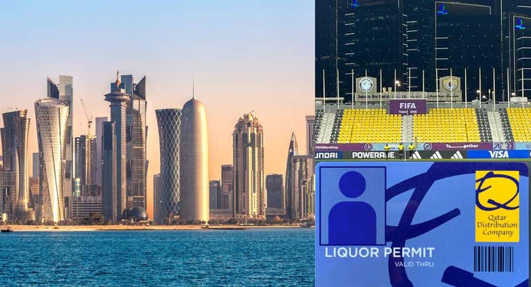 Una vista panorámica de Doha y la tarjeta QDC, que permite comprar bebidas alcohólicas en Catar.