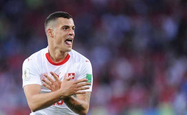 Xhaka celebró con polémica un gol durante el Mundial de Rusia. GETTY