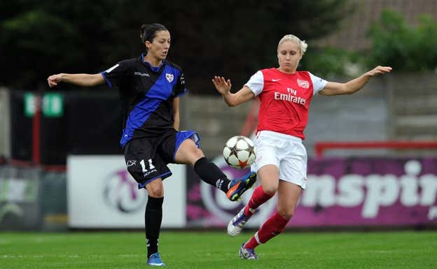 Jenni Hermoso durante un partido de Champions ante el Arsenal en 2011.  Getty Images