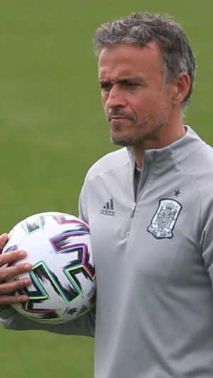 Luis Enrique durante un entrenamiento de la selección. Efe