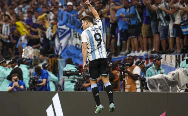Julián Álvarez celebra su gol ante Australia. Efe