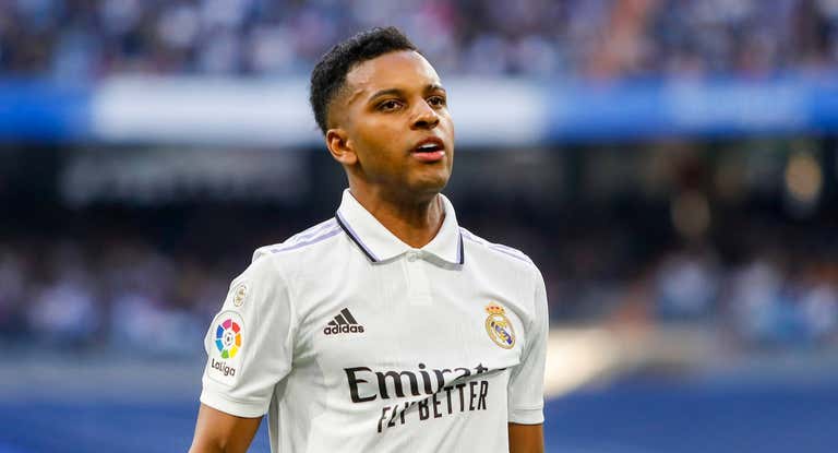 Rodrygo, en un partido con el Real Madrid.
