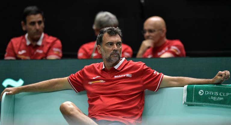 Sergi Bruguera, durante una eliminatoria de la Copa Davis con España.