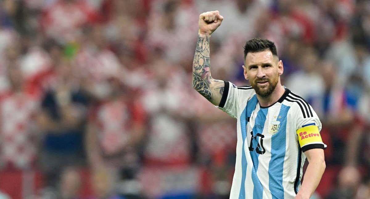 Messi celebra uno de los goles de Argentina ante Croacia.