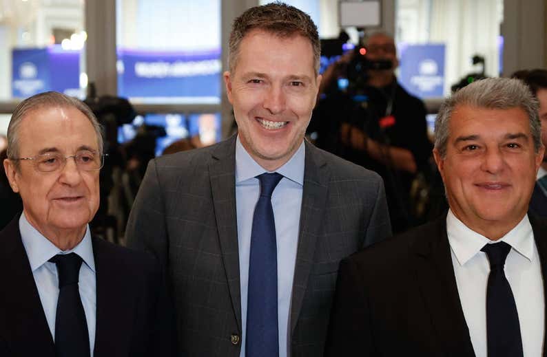 Florentino y Laporta, juntos en Madrid para defender la Superliga
