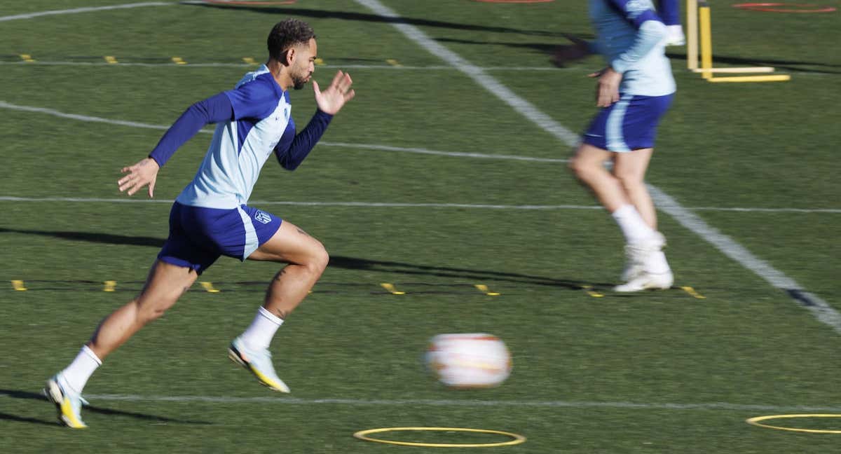 Matheus Cunha, durante el último entrenamiento del Atlético de Madrid.