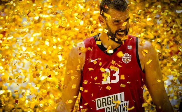 MARC GASOL CELEBRA EL ASCENSO DEL BÀSQUET GIRONA  FEB - ALBERTO NEVADO