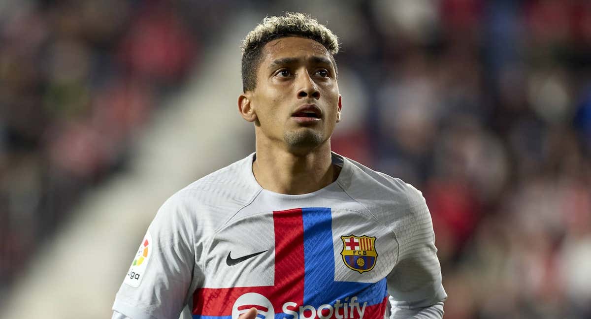 Raphinha, en su último partido con el Barça./GETTY