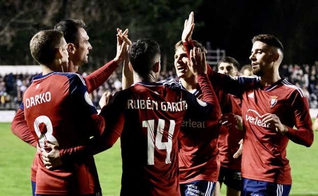 Osasuna celebra un gol de esta temporada. AFP