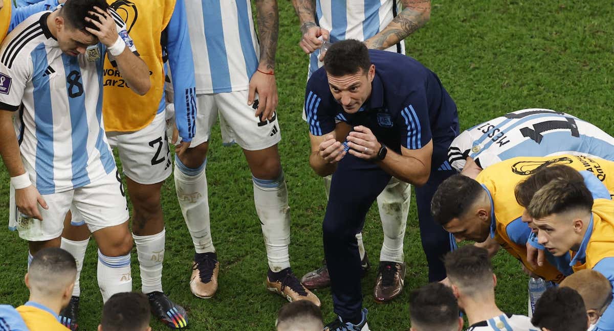 Scaloni durante el Mundial.