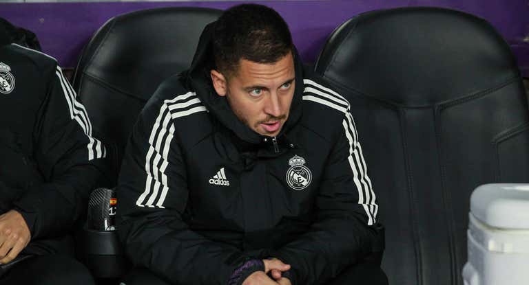 Eden Hazard, en el banquillo del estadio José Zorrilla.