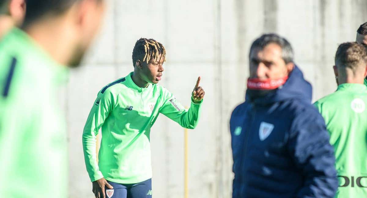 Nico Williams, durante un entrenamiento de esta semana./EFE