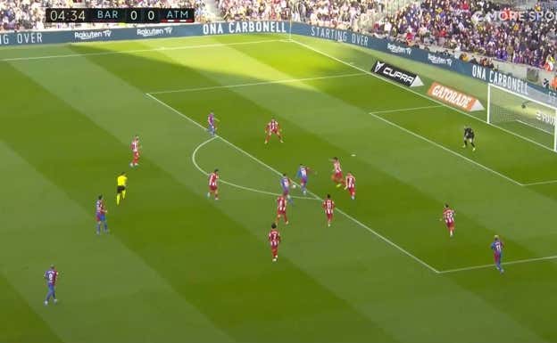 Ferran se genera una situación de remate tras el desmarque, con control orientado para alejar a Savic y tener más espacio de ejecución.  WyScout